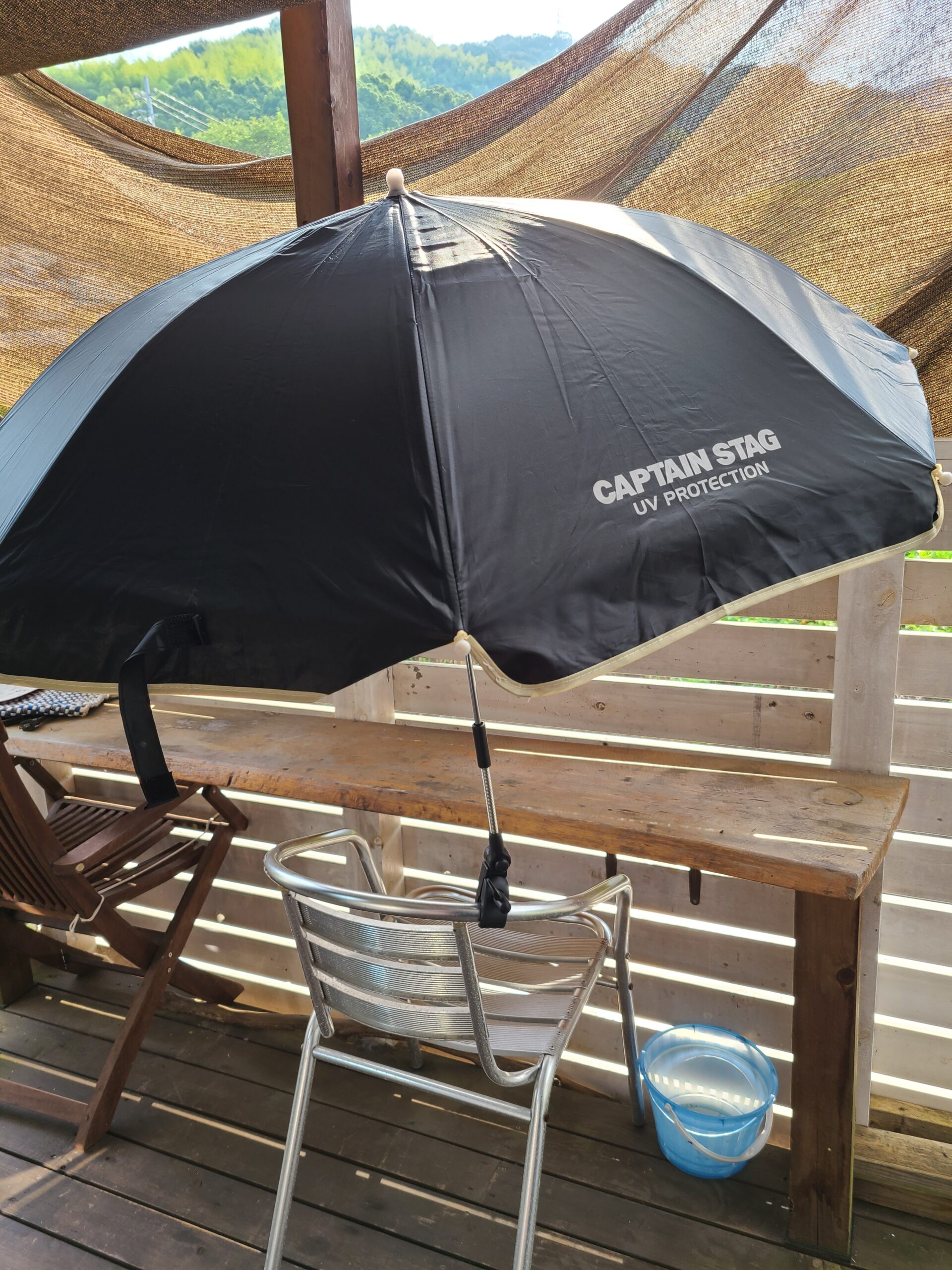 日傘　チェア用パラソル　キャプテンスタッグ(CAPTAIN　チェア用　アウトドア　ラウンド用品・小物　STAG)　傘　パラソル　椅子用